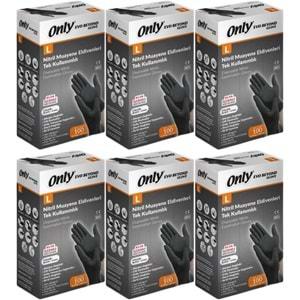 Only Evo Beyond Glove Nitril Siyah Pudrasız Muayene Eldiveni 600 Lü Set L - Large - Büyük (6PK*100)