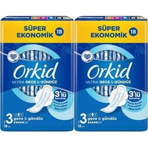 Orkid Hijyenik Ped Ultra Extra Koruma Gece&Gündüz 36 Adet Süper Ekonomik Pk (2PK*18)