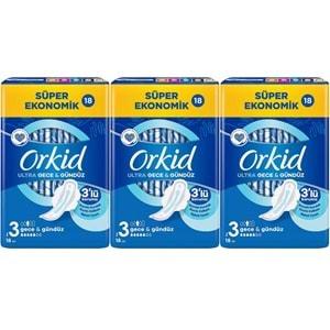 Orkid Hijyenik Ped Ultra Extra Koruma Gece&Gündüz 54 Adet Süper Ekonomik Pk (3PK*18)