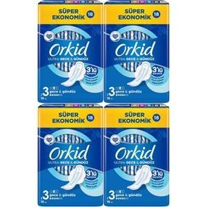 Orkid Hijyenik Ped Ultra Extra Koruma Gece&Gündüz 72 Adet Süper Ekonomik Pk (4PK*18)