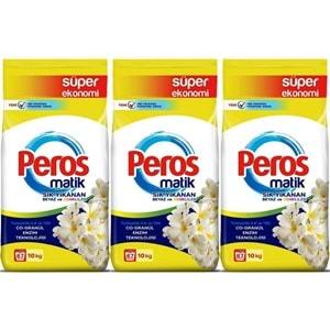 Peros Matik Toz Çamaşır Deterjanı 30KG Yasemin Çiçeği (Beyaz ve Renkliler) (201 Yıkama) (3PK*10KG)