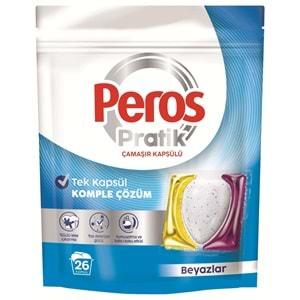Peros Pratik Matik Çamaşır Deterjanı Kapsülü - Tableti 156 Adet Beyazlar (6PK*26)