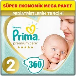 Prima Premium Care Bebek Bezi Beden:2 (4-8Kg) Mini 360 Adet Süper Ekonomik Mega Pk