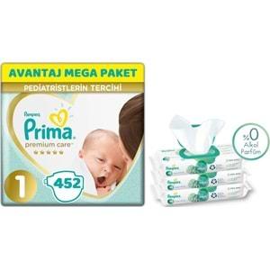 Prima Premium Care Bebek Bezi Beden:1 (2-5Kg) Yeni Doğan 452 Adet Avantaj Mega Pk + 3 Adet Mendil