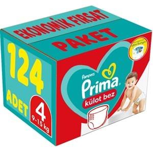 Prima Külot Bebek Bezi Beden:4 (9-15Kg) Maxi 124 Adet Ekonomik Fırsat Pk