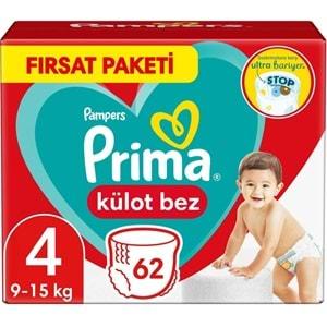 Prima Külot Bebek Bezi Beden:4 (9-15Kg) Maxi 124 Adet Ekonomik Fırsat Pk