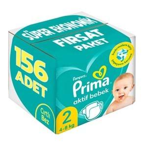 Prima Bebek Bezi Beden:2 (4-8Kg) Mini 156 Adet Süper Ekonomik Fırsat Pk