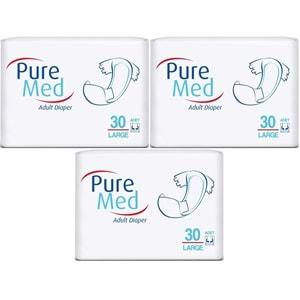 Puremed Hasta Bezi Bel Bantlı Tekstil Yüzey Large L-Büyük 90 Adet (3PK*30)