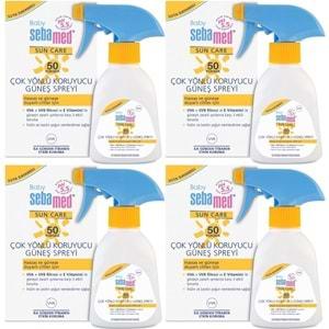 Sebamed Sun Care Bebek Güneş Losyonu Kremi Sprey 50+ Faktör 200ML (Hassas Ciltler İçin) (4 Lü Set)