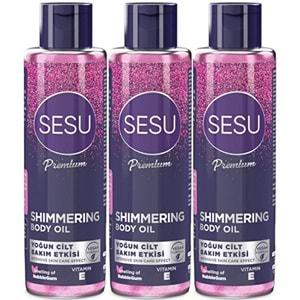 Sesu Simli Cilt Bakım Yağı 150ML (Shımmering Body Oıl) (3 Lü Set)