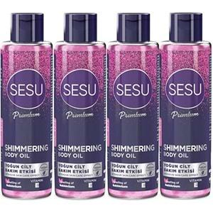 Sesu Simli Cilt Bakım Yağı 150ML (Shımmering Body Oıl) (4 Lü Set)