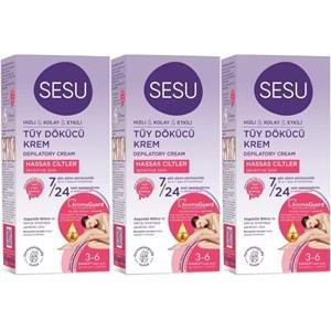 Sesu Tüy Dökücü Krem 40ML Hassas Ciltler/Sensitive (3 Lü Set)