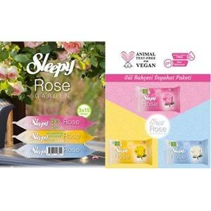 Sleepy Islak Havlu Cep Mendil 15 Yaprak (48 Li Set) Rose/Garden (16PK*3) 720 Yaprak