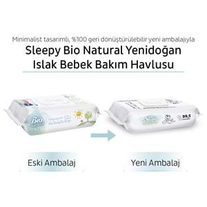 Sleepy Islak Havlu Mendil Bio Natural 40 Yaprak Yeni Doğan (36 Lı Set) Plastik Kapaklı 1440 Yaprak