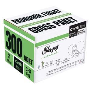 Sleepy Bebek Bezi Natural Beden:2 (3-6KG) Mini 300 Adet Ekonomik Fırsat Gross Pk