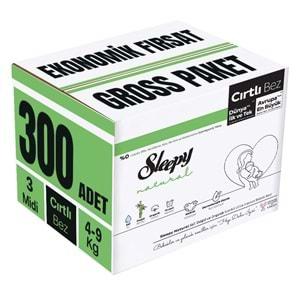 Sleepy Bebek Bezi Natural Beden:3 (4-9KG) Midi 300 Adet Ekonomik Fırsat Gross Pk