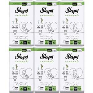Sleepy Bebek Bezi Natural Beden:1 (2-5KG) Yeni Doğan Newborn 252 Adet Jumbo Pk (6PK*42)
