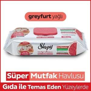 Sleepy Easy Clean Yüzey Temizlik Mutfak Havlusu-Mendili 50 Yaprak Greyfurt Yağlı (2Li Set) 100 Yprk