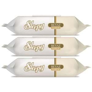 Sleepy Islak Havlu Mendil 90 Yaprak (3 Lü Set) Beyaz Sabun Kokulu Plastik Kapaklı (270 Yaprak)