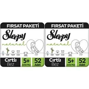 Sleepy Bebek Bezi Naturel Beden:5+ (13-20Kg) Junior Plus 104 Adet Ekonomik Fırsat Pk