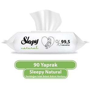 Sleepy Islak Havlu Mendil 90 Yaprak Natural Yenidoğan 12 Li Set 1080 Yaprak Plastik Kapaklı