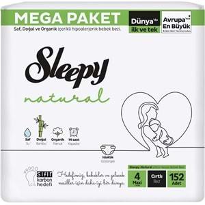 Sleepy Bebek Bezi Natural Beden:4 (7-14Kg) Maxi 456 Adet Aylık Mega Pk