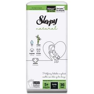 Sleepy Bebek Bezi Natural Beden:5+ (13-20Kg) Junior Plus 180 Adet Mega Fırsat Pk (5PK*36)