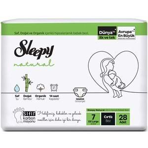 Sleepy Bebek Bezi Natural Beden:7 (20-30Kg) XX Large 140 Adet (5PK*28)