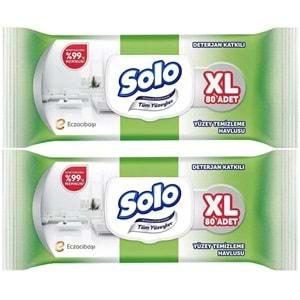 Solo Yüzey Temizlik Havlusu 80 Yaprak XL Deterjan Katkılı Plastik Kapaklı (2 Li Set) 160 Yaprak