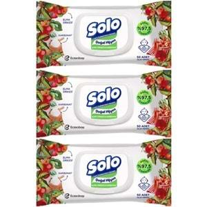 Solo Islak Havlu Mendil 50 Yaprak Limon & Biberiye-Elma Sirkesi & Karbonat (36 Lı Karma Set)