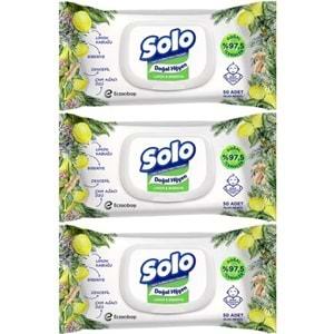Solo Islak Havlu Mendil 50 Yaprak Limon & Biberiye-Elma Sirkesi & Karbonat (48 Li Karma Set)
