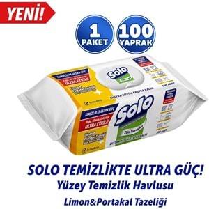Solo Yüzey Temizlik Havlusu - Mendili 100 Yaprak Limon & Portakal Tazeliği (3 Lü Set) 300 Yaprak
