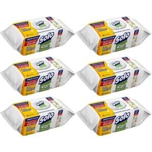 Solo Yüzey Temizlik Havlusu - Mendili 100 Yaprak Limon & Portakal Tazeliği (6 Lı Set) 600 Yaprak