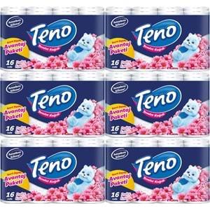 Teno Ultra Tuvalet Kağıdı Çift Katlı 96 Lı Set (6PK*16) Pudra Kokulu (Avantaj Pk Serisi)
