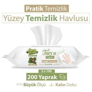 Turco Doğadan Pratik Yüzey Temizlik Havlusu 100 Yaprak Yeşil Sabun/Yeşil Çam (4 Lü Set) 400 Yaprak