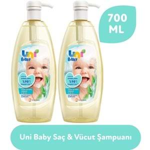 Uni Baby Saç ve Vücut Şampuan 700ML (Pompalı) (2 Li Set)