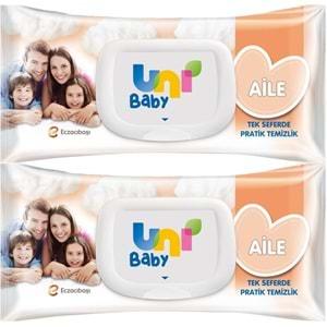 Uni Baby Islak Havlu Mendil 90 Yaprak Aile (2 Li Set) 180 Yaprak Plastik Kapaklı