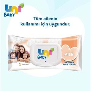 Uni Baby Islak Havlu Mendil 90 Yaprak Aile (4 Lü Set) 360 Yaprak Plastik Kapaklı