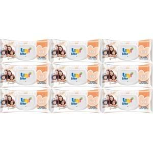Uni Baby Islak Havlu Mendil 90 Yaprak Aile (9 Lu Set) 810 Yaprak Plastik Kapaklı