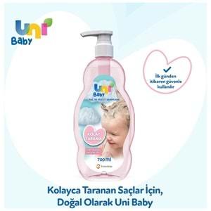 Uni Baby Bebek Kolay Tarama Saç ve Vücut Şampuanı 700ML (Pompalı) (3 Lü Set)