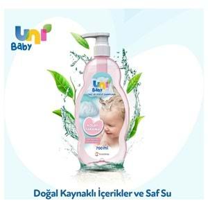 Uni Baby Bebek Kolay Tarama Saç ve Vücut Şampuanı 700ML (Pompalı) (3 Lü Set)