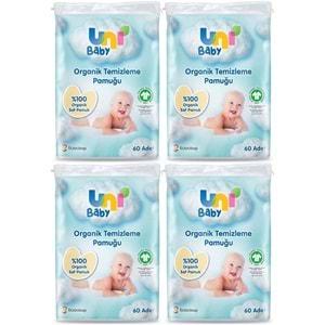 Uni Baby Bebek Temizleme Pamuğu 60 Adet Tekli Pk (4 Lü Set)