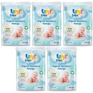 Uni Baby Bebek Temizleme Pamuğu 60 Adet Tekli Pk (5 Li Set)