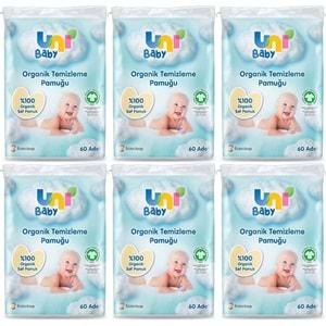 Uni Baby Bebek Temizleme Pamuğu 60 Adet Tekli Pk (6 Lı Set)