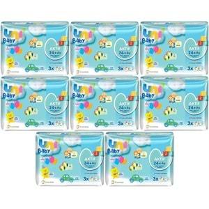 Uni Baby Islak Havlu Aktif / Oyna & Öğren 52 Yaprak (24 Lü Set) 1248 Yaprak (8PK*3)