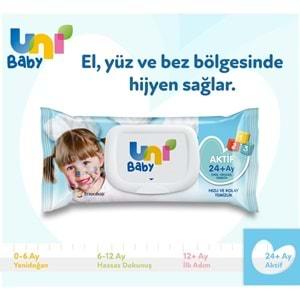 Uni Baby Islak Havlu Mendil 72 Yaprak Aktif (2 Li Set) 144 Yaprak Plastik Kapaklı