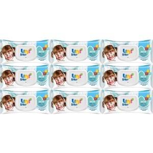 Uni Baby Islak Havlu Mendil 72 Yaprak Aktif (9 Lu Set) 648 Yaprak Plastik Kapaklı