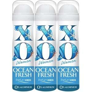 XO Deodorant 150ML Women-Kadın Ocean Fresh (3 Lü Set)