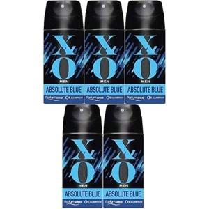 XO Deodorant 150ML Men-Erkek Absolute Blue (5 Li Set)