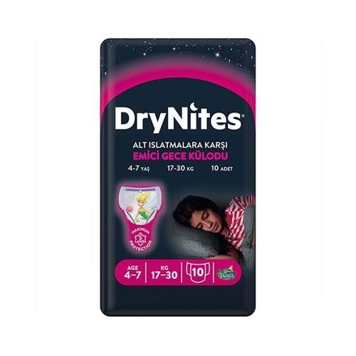 Drynites Emici Gece Külodu/Külot Bez Kız 4-7 Yaş (17-30KG) Large 10 Adet (Alt Islatmalara Karşı)